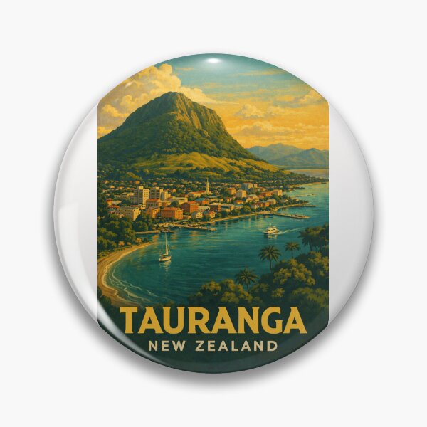 Item preview, Tauranga Waterfront and Mount Maunganui with Boats and Coastal Townscape designed and sold by Places On Earth.