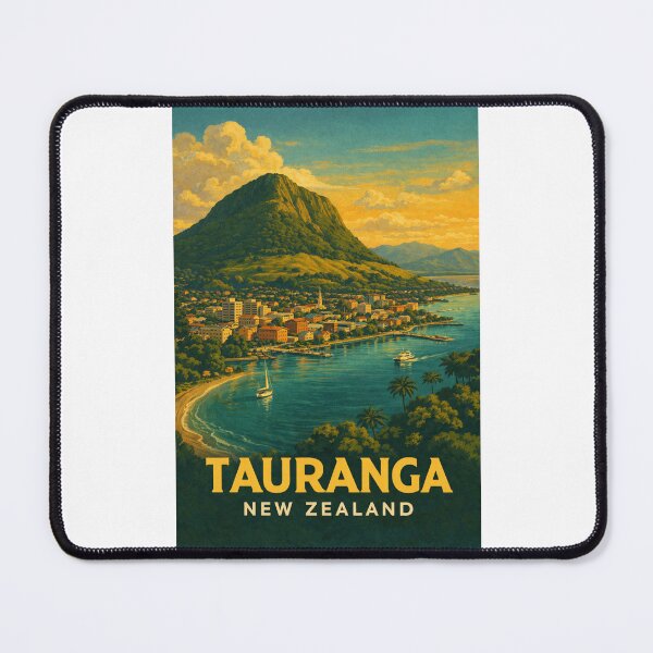 Item preview, Tauranga Waterfront and Mount Maunganui with Boats and Coastal Townscape designed and sold by Places On Earth.