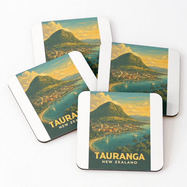 Item preview, Tauranga Waterfront and Mount Maunganui with Boats and Coastal Townscape designed and sold by Places On Earth.