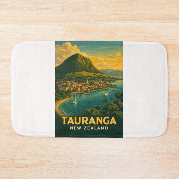 Item preview, Tauranga Waterfront and Mount Maunganui with Boats and Coastal Townscape designed and sold by Places On Earth.