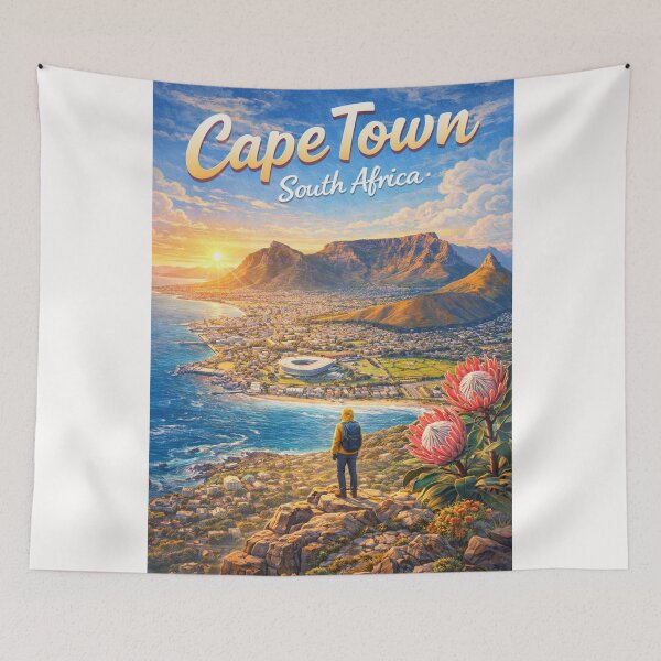 Item preview, Cape Town Coastline and Stadium with Table Mountain and Signal Hill designed and sold by Places On Earth.