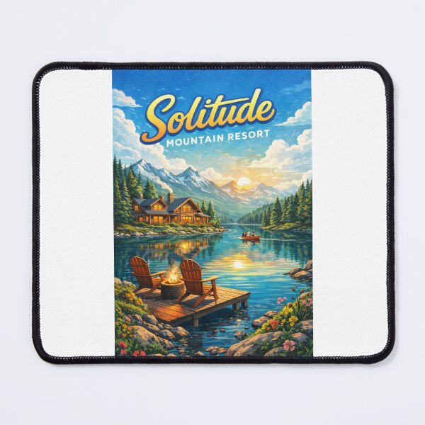 Item preview, Solitude Mountain Resort Sunset with Log Cabin and Alpine Lake designed and sold by Places On Earth.