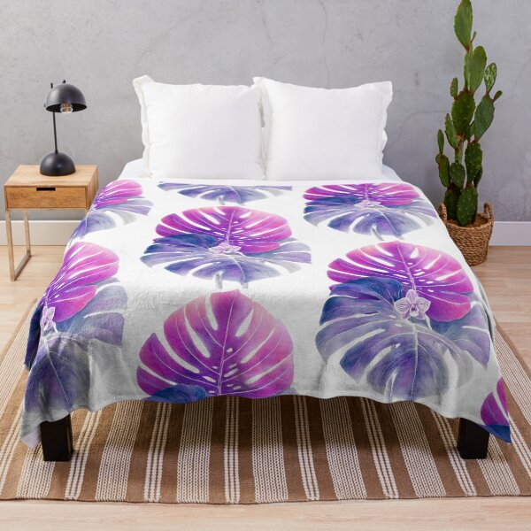 Item preview, Watercolor Monstera Leaf with Orchid Flower - Tropical Botanical | Purple & Pink designed and sold by BlissxPals.