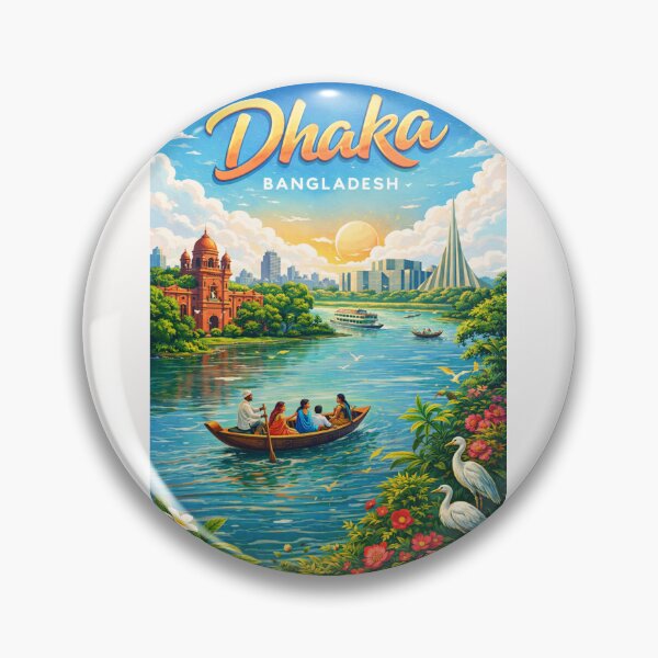 Item preview, Dhaka River Scene with Curzon Hall and Jatiyo Smriti Soudho designed and sold by Places On Earth.