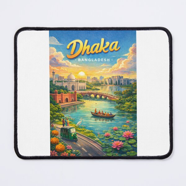 Item preview, Dhaka Lakeside View with Lalbagh Fort and Baitul Mukarram at Sunset designed and sold by Places On Earth.