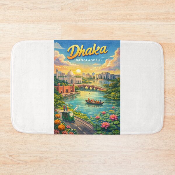 Item preview, Dhaka Lakeside View with Lalbagh Fort and Baitul Mukarram at Sunset designed and sold by Places On Earth.