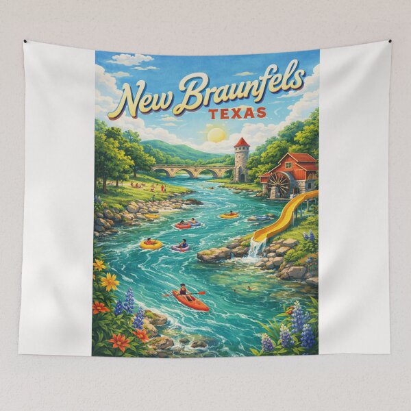 Item preview, New Braunfels River Rapids and Gruene Mill with Texas Hill Country Charm designed and sold by Places On Earth.