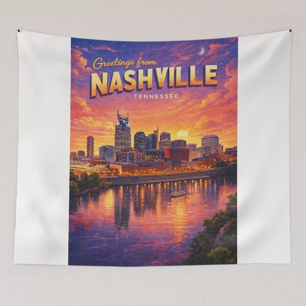 Item preview, Nashville Skyline Sunset with Cumberland River and AT&T Building designed and sold by Places On Earth.