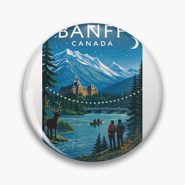 Item preview, Banff National Park River View with Canoe and Fairmont Banff Springs designed and sold by Places On Earth.