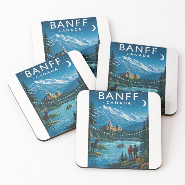 Item preview, Banff National Park River View with Canoe and Fairmont Banff Springs designed and sold by Places On Earth.
