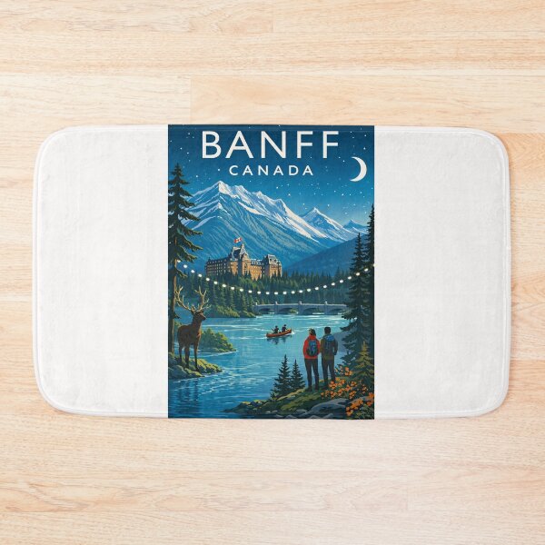 Item preview, Banff National Park River View with Canoe and Fairmont Banff Springs designed and sold by Places On Earth.