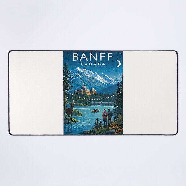 Item preview, Banff National Park River View with Canoe and Fairmont Banff Springs designed and sold by Places On Earth.