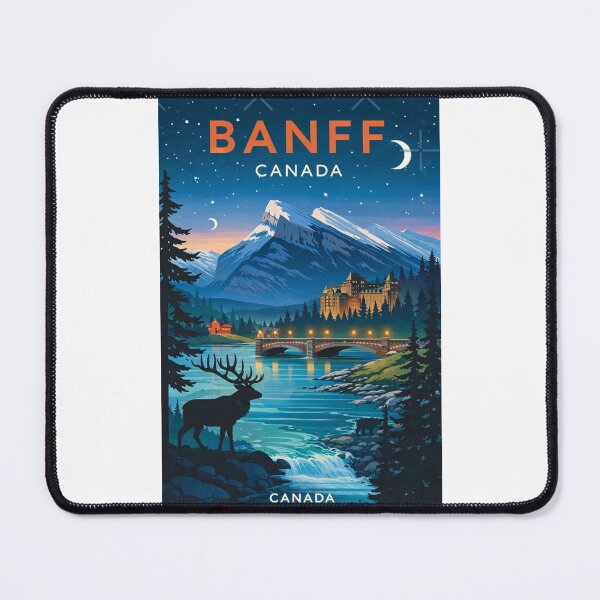 Item preview, Banff Night Scene with Fairmont Hotel and Bow River Bridge designed and sold by Places On Earth.