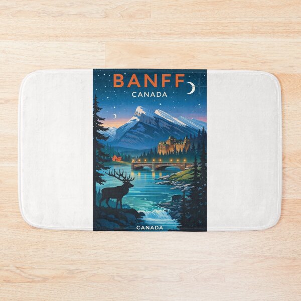 Item preview, Banff Night Scene with Fairmont Hotel and Bow River Bridge designed and sold by Places On Earth.