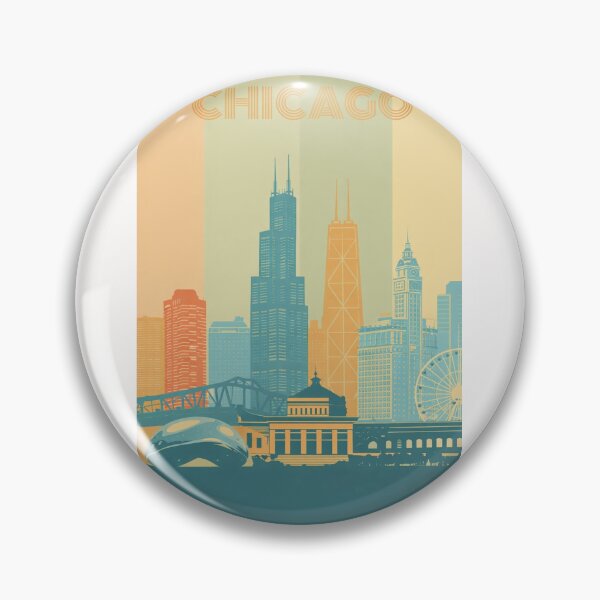 Item preview, Chicago Skyline with Cloud Gate, Navy Pier and Lakefront Museums designed and sold by Places On Earth.