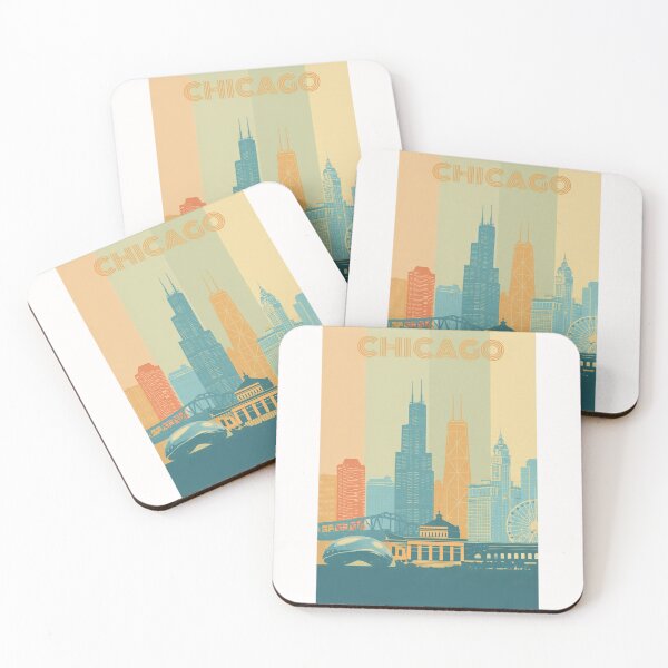 Item preview, Chicago Skyline with Cloud Gate, Navy Pier and Lakefront Museums designed and sold by Places On Earth.