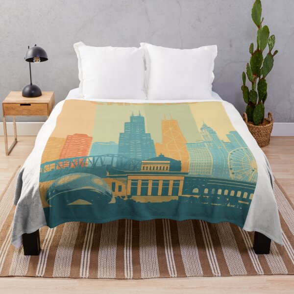 Item preview, Chicago Skyline with Cloud Gate, Navy Pier and Lakefront Museums designed and sold by Places On Earth.