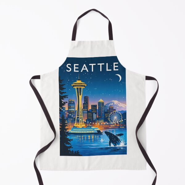 Item preview, Seattle Waterfront Night Scene with Space Needle and Mount Rainier designed and sold by Places On Earth.