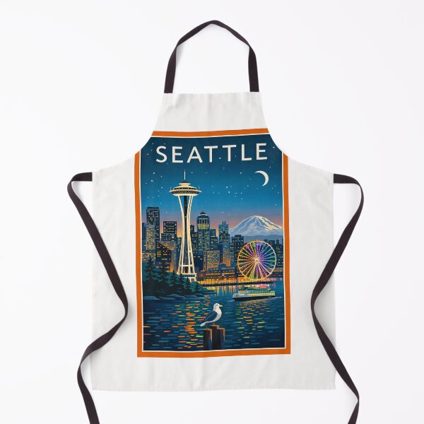 Item preview, Seattle Waterfront Skyline with Space Needle, Great Wheel and Mount Rainier designed and sold by Places On Earth.