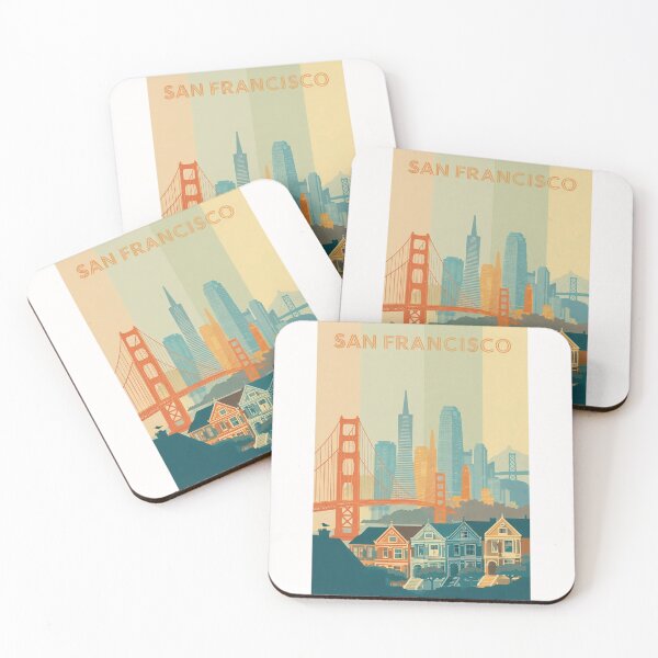 Item preview, San Francisco Skyline with Golden Gate Bridge and Painted Ladies designed and sold by Places On Earth.