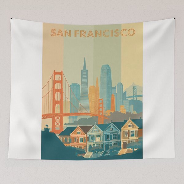 Item preview, San Francisco Skyline with Golden Gate Bridge and Painted Ladies designed and sold by Places On Earth.