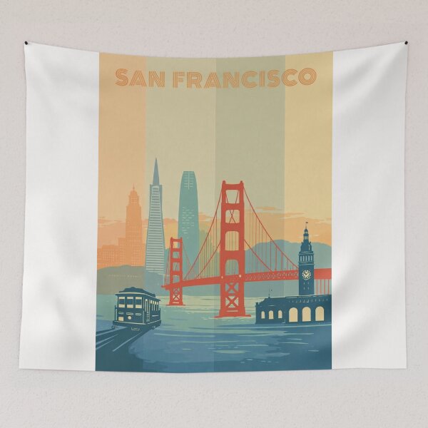 Item preview, San Francisco Waterfront View with Golden Gate Bridge and Ferry Building designed and sold by Places On Earth.