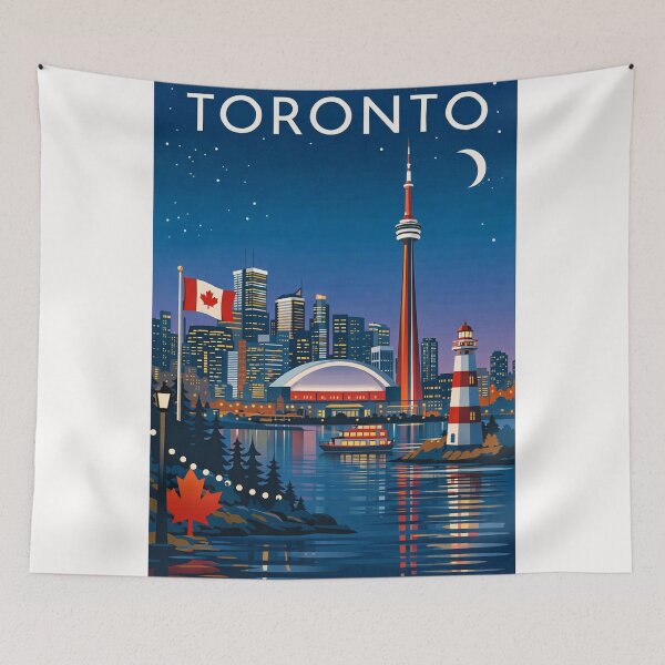 Item preview, Toronto Skyline Night Scene with CN Tower, Rogers Centre and Lighthouse designed and sold by Places On Earth.