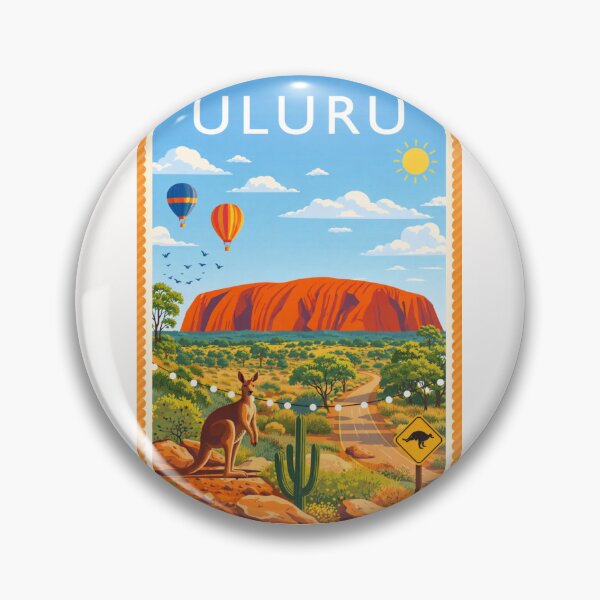 Item preview, Uluru Outback Landscape with Kangaroo and Hot Air Balloons designed and sold by Places On Earth.