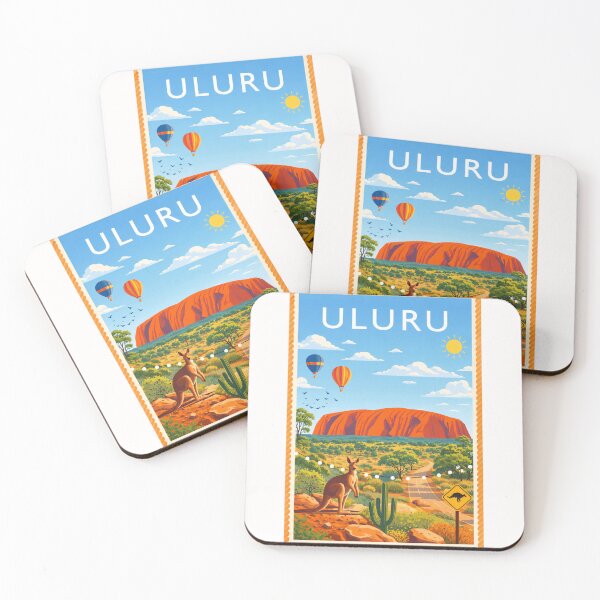 Item preview, Uluru Outback Landscape with Kangaroo and Hot Air Balloons designed and sold by Places On Earth.