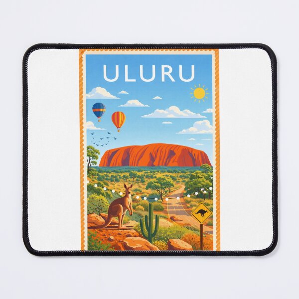 Item preview, Uluru Outback Landscape with Kangaroo and Hot Air Balloons designed and sold by Places On Earth.