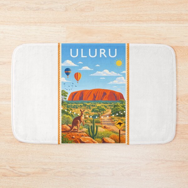 Item preview, Uluru Outback Landscape with Kangaroo and Hot Air Balloons designed and sold by Places On Earth.