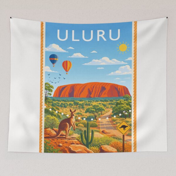 Item preview, Uluru Outback Landscape with Kangaroo and Hot Air Balloons designed and sold by Places On Earth.