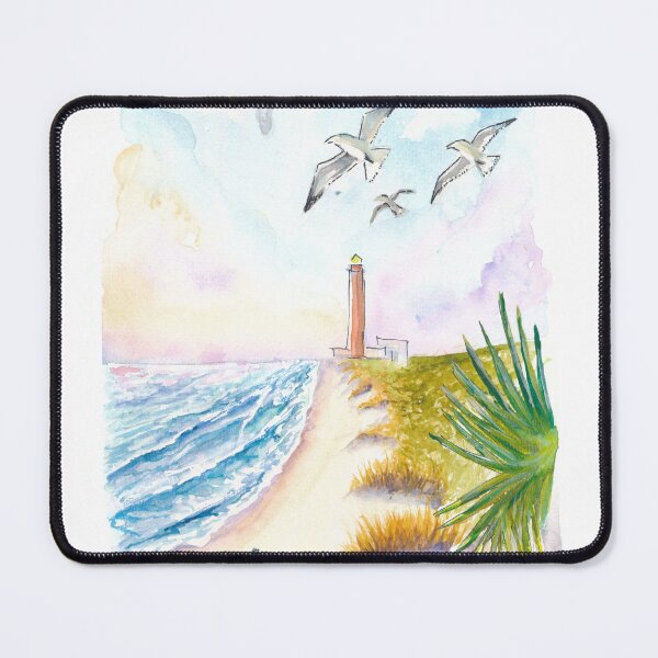 Item preview, South Padre Island Lighthouse Above Sunlit Coastal Dunes designed and sold by artshop77.