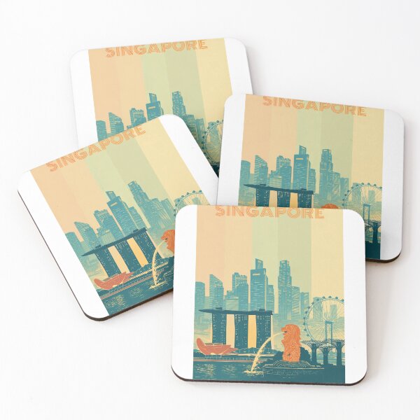 Item preview, Singapore Skyline with Marina Bay Sands, Merlion and Flyer designed and sold by Aryabek.