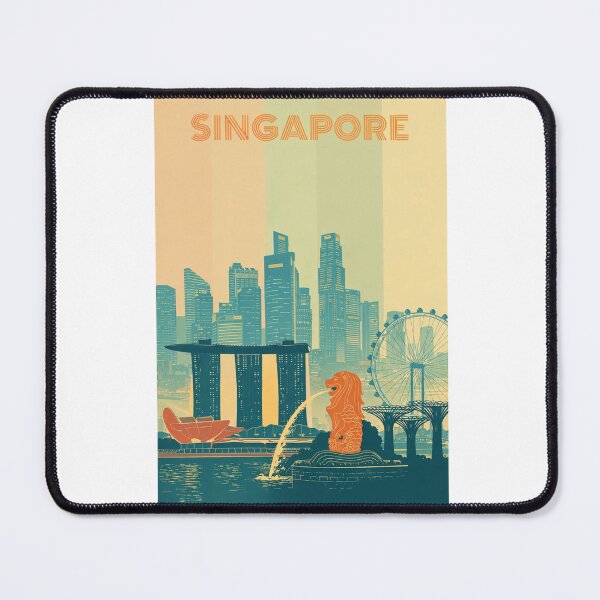 Item preview, Singapore Skyline with Marina Bay Sands, Merlion and Flyer designed and sold by Aryabek.