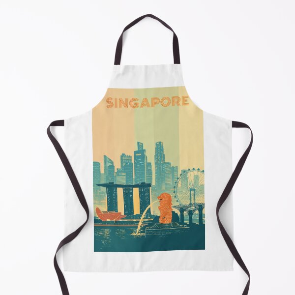 Item preview, Singapore Skyline with Marina Bay Sands, Merlion and Flyer designed and sold by Aryabek.