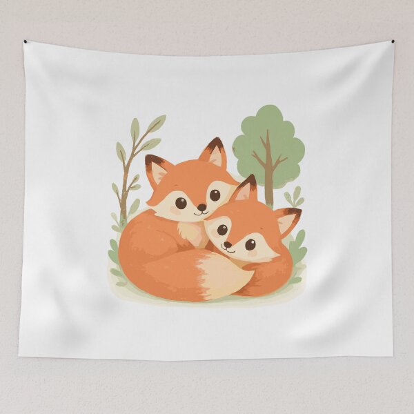 Item preview, Cute fox couple in the forest designed and sold by Pineapple-Tree.