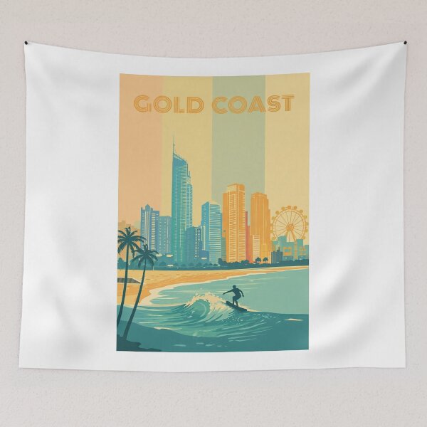 Item preview, Gold Coast Skyline with Q1 Tower, Surfer and Ferris Wheel designed and sold by Aryabek.