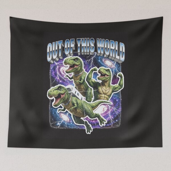 Item preview, Cosmic Flex: Retro 90s Out of This World T-Rex Gang designed and sold by AwesomeBeyondLimits.