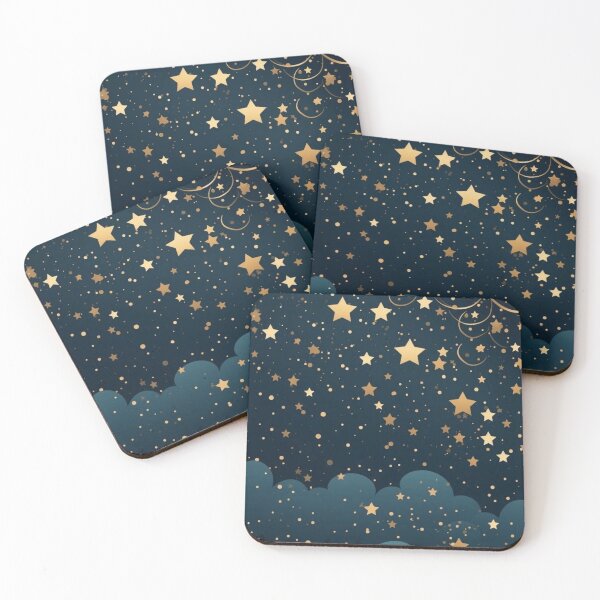 Item preview, Golden Stars & Whimsical Midnight Clouds Pattern designed and sold by T-I-D-E.