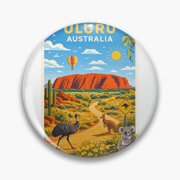Item preview, Uluru Landscape with Kangaroo, Koala and Hot Air Balloon designed and sold by Aryabek.