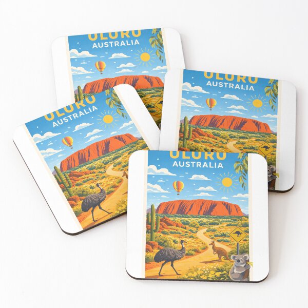 Item preview, Uluru Landscape with Kangaroo, Koala and Hot Air Balloon designed and sold by Aryabek.