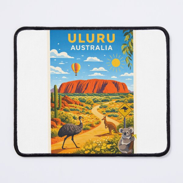 Item preview, Uluru Landscape with Kangaroo, Koala and Hot Air Balloon designed and sold by Aryabek.