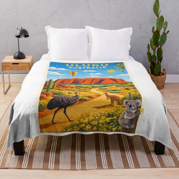 Item preview, Uluru Landscape with Kangaroo, Koala and Hot Air Balloon designed and sold by Aryabek.