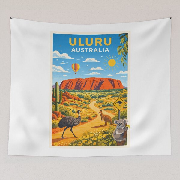 Item preview, Uluru Landscape with Kangaroo, Koala and Hot Air Balloon designed and sold by Aryabek.