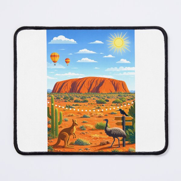 Item preview, Uluru Desert Scene with Kangaroo, Emu and Hot Air Balloons designed and sold by Aryabek.
