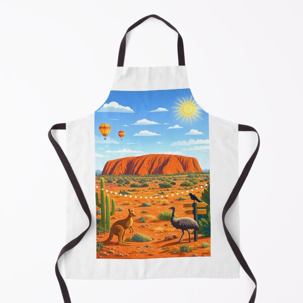 Item preview, Uluru Desert Scene with Kangaroo, Emu and Hot Air Balloons designed and sold by Aryabek.