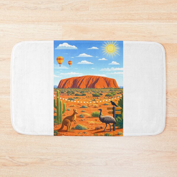 Item preview, Uluru Desert Scene with Kangaroo, Emu and Hot Air Balloons designed and sold by Aryabek.