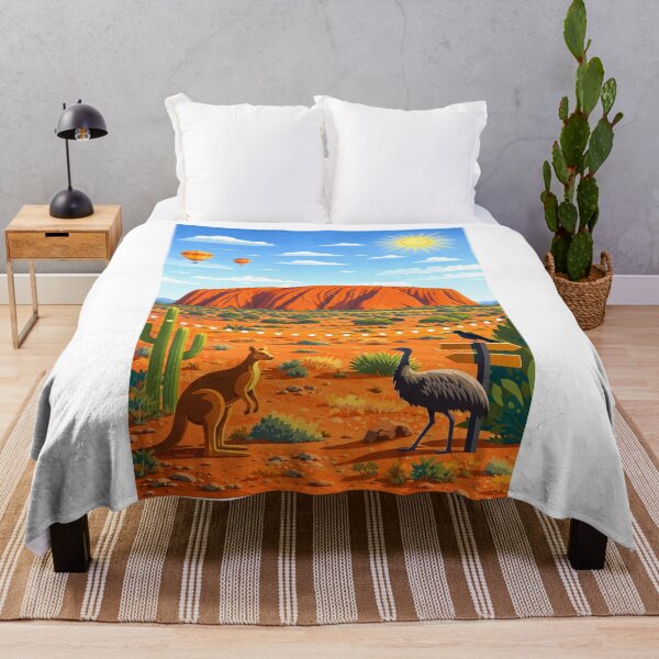 Item preview, Uluru Desert Scene with Kangaroo, Emu and Hot Air Balloons designed and sold by Aryabek.