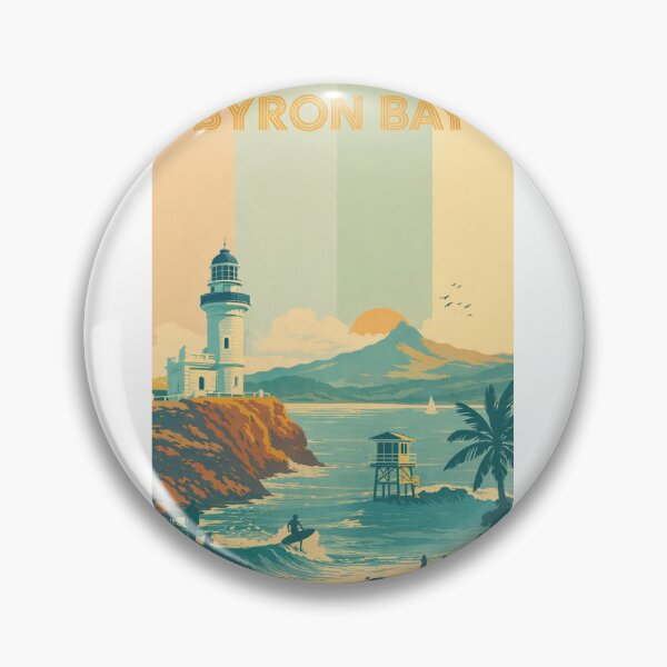 Item preview, Byron Bay Sunrise with Lighthouse, Surfer and Mountains designed and sold by Aryabek.